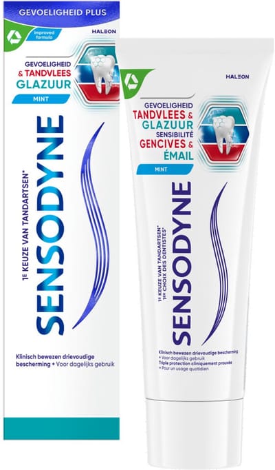 Sensodyne - Tandpasta - Gevoeligheid & Tandvlees - Glazuur - Mint - 75ml x 6