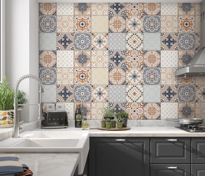 Spatwand met Portugees Tegel Design - Feldspar