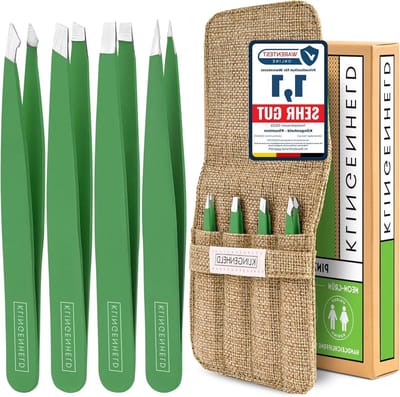 Nauwkeurige Pincet Set - Precisie Pincet - Haren Verwijderen - Handgeslepen Punten - 4 Stuks - Neon Groen