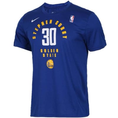Nike NBA Warriors Curry Letter Geometrisch Patroon Bedrukt Basketbal Korte Mouw T-shirt Heren Tops Blauw AA2322-495 XXXL blue