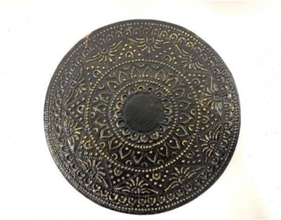 Placemat aluminium - rond - zwart gouden onderzetter - 36 cm rond