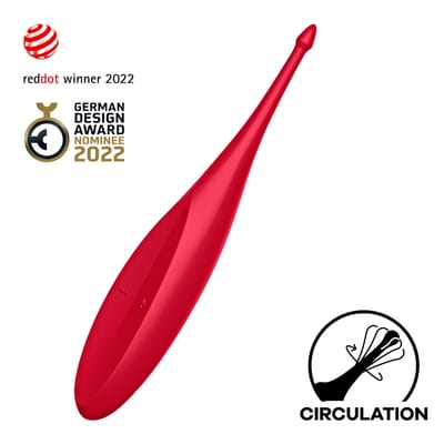 Satisfyer, oplegvibrator, tip vibrator, 'Twirling Fun', 17,5 cm, waterdicht, oplaadbaar, lichaamsvriendelijke siliconen
