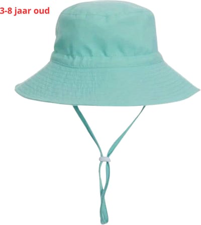 Livano Zonnehoed - Reishoed - UV Beschermende Hoed - Bucket Hat - Festival - Pet - Hoedje Voor Kinderen - Hoofdbescherming - Blauw Groen - 3-8 Jaar
