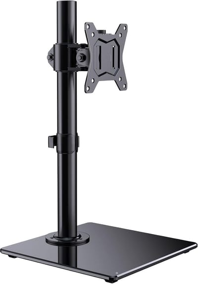 Famanu – Volledig beweegbare monitorarm voor 13–32 inch schermen, kantelbaar, draaibaar en in hoogte verstelbaar, solide constructie, zwart