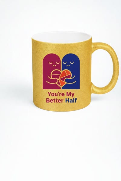 Gouden Glitter Mok 'You're My Better Half' - Uniek Romantisch Cadeau voor Liefdespaar | Valentijn & Jubileum
