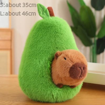 Adorable Capybara en Peluche Avocat Doux Pelucheux Peau de Porc en Peluche Pomme Jouet Capybara Coussin Jeté Cadeau d'Anniversaire Noël S