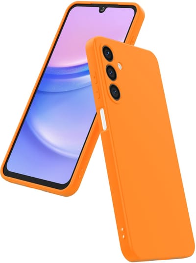 Smartphonica Telefoonhoesje Geschikt voor Samsung Galaxy A15 Siliconen met Zachte Beschermende Binnenkant - BackCover Case Soft Inside - Oranje geschikt voor Samsung Galaxy A15