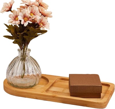 Serveertray Hout - Snackbord Verdeeld - Hapjes Presenteren - Intelligent Vaksysteem - 28x13x2 cm - Natuurlijk Hout