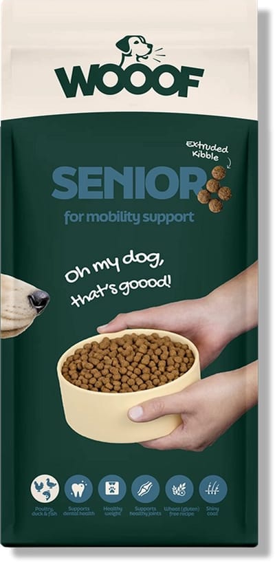 WOOOF Senior Krokant Hondenvoer 18kg - Krokante Hondenbrokken - Oudere honden - 18kg