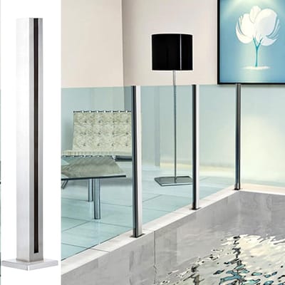 Glazen Balustrade - RVS Paal - Terras Afscheiding - Roestvrij Staal - 115 cm - Zilver