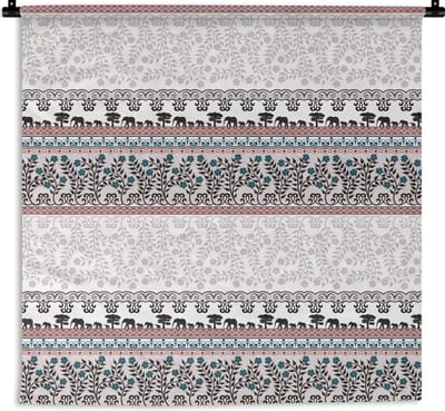 Wandkleed - Wanddoek - Patronen - Safari - Olifant - Afrika - 180x180 cm - Wandtapijt