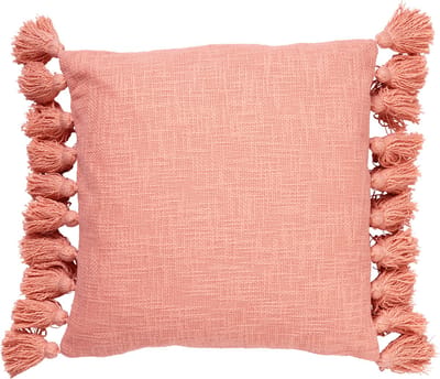 Dutch Decor RUBY - Kussenhoes 45x45 cm - 100% katoen - met flosjes - Muted Clay - roze - met rits - zonder binnenkussen