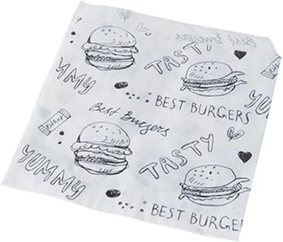 1x 1000 Hamburger zakjes Papier (kraft) 13 cm x 13 cm wit