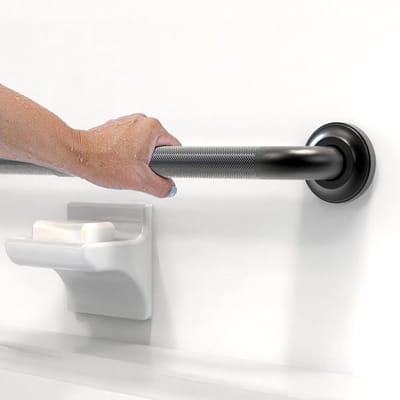 Douche Wandbeugel - Badkamer Handgreep - Veiligheid in Huis - Gekartelde Grip - 1-1/4 x 24 inch - Mat Zwart