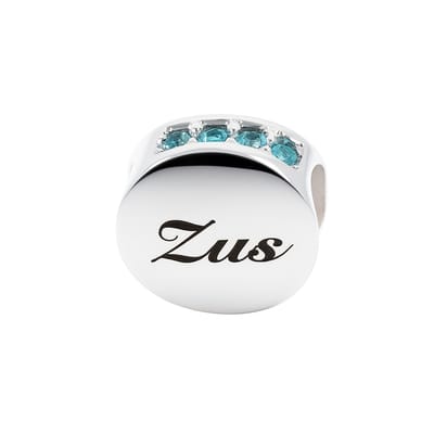 Familie bead ZUS blauwe zirkonia | bedel | Zilverana | geschikt voor alle bekende merken armband | 925 zilver Sleutel