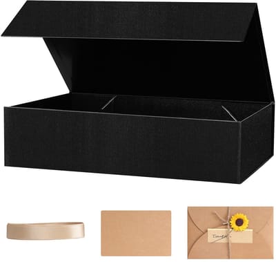 Dailygoods- Geschenkdoos Extra Groot - Magnetische Sluiting - Luxe Karton - 43 x 25,5 x 10 cm - Cadeaukaart en Lint - Dubbelzijdige Sticker - Cadeauverpakking