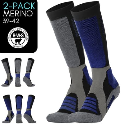 MowMow Skisokken Merino 2-pack - Zilverionen - Antibacterieel - Heren - Dames - Maat 39-42