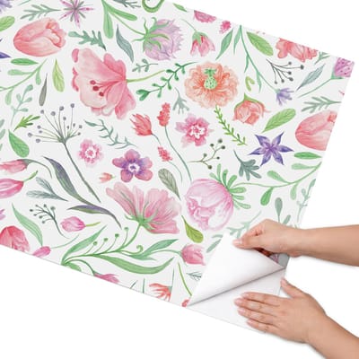 Coloray Meubel Wrap Folie - Groente Meubelfolie - 75x150 cm - Wrapfolie Keuken Pastelkleurige flora - Decoratiefolie - Waterverf Meubelfolie - Meubel Wrap Folie - Woonkamer decoratie - Bloemen en planten