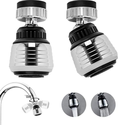 360° Waterkraan Accessoires met 2 Modus, Jet Regulator en Aerator, Ideaal voor Keuken en Badkamer, Set van 2