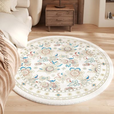 Dik Pluche Woonkamer Decoratie Rond Tapijt Boheemse Stijl Vloerkleden voor Slaapkamer Huis Fluffy Zacht Tapijt Antislip Bedzijde Vloermat 80x80CM