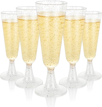 Dailygoods- Champagnefluiten 100-pack - Herbruikbare kunststof glazen 160ML - Transparant - Ideaal voor feesten - Makkelijk te monteren - Schokbestendig - Plastic Glazen