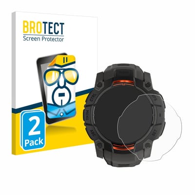 BROTECT - Screenprotector voor Garmin Instinct 3 Solar (45 mm) - Folie Beschermfolie transparant 2 Stuks
