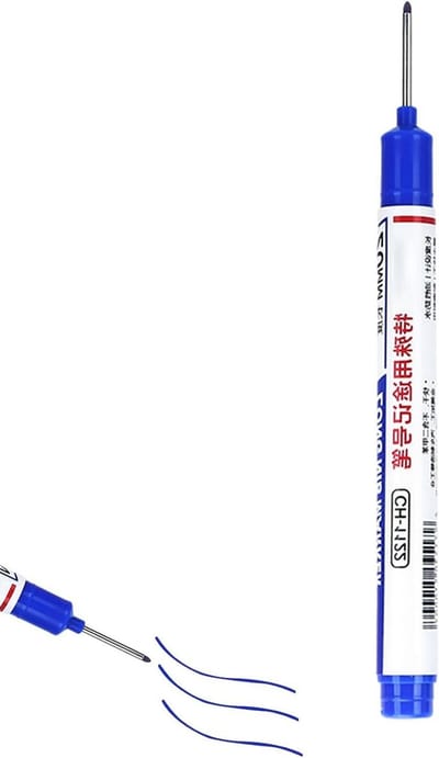 Diep Gat Marker - Precisie Pen - Houtbewerking Metaal - Lange Penpunt - 20mm Punt - Blauw