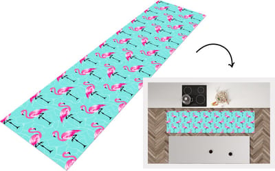 Keukenloper - Loper keuken - Flamingo - Roze - Patroon - 200x50 cm - Keukenloper vinyl