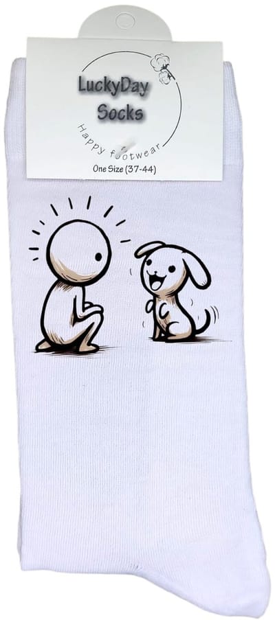 LuckyDay Socks - Honden sokken - Grappige Cadeaus voor Dames en Heren - Verjaardags cadeau vrouw en man - Vrolijke sokken - Valentijns cadeau - Grappige sokken - Leuke sokken - Leuke dames en heren sokken - Maat 37-44