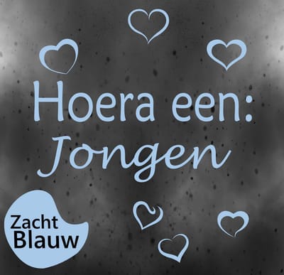 Jerma - Geboorte - Z. blauw - Hoera een jongen - Raamsticker - voorbeeld 52 x 40 cm - Zelfklevend