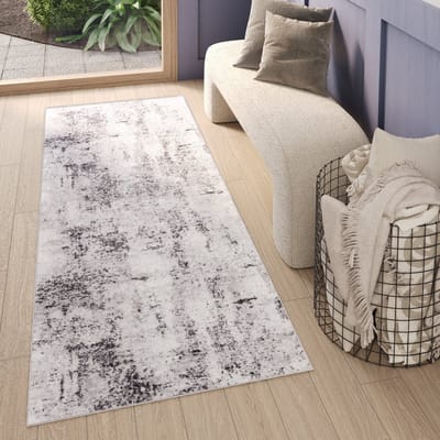 Tapiso Sky Vloerkleed Loper Grijs Vintage Woonkamer Tapijt Maat - 70x150