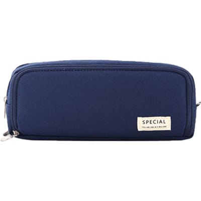 Grande trousse à crayons pour filles et garçons, pochettes à crayons esthétiques à fermeture éclair, jolie trousse à crayons Kawaii bleu marine