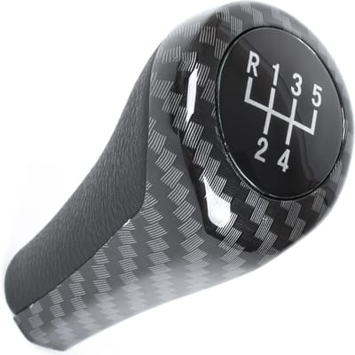 MODECAR - Versnellingspookknop - 5 versnellingen - Zwarte Leder - Carbon
