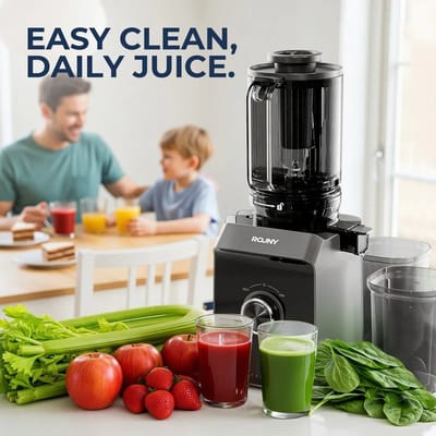 Archi Slow Juicer – Blender - Mixer - Filtervrij – 150W – Grote Vulopening – Koud Persen – Zelfreinigend – BPA-vrij – Zwart