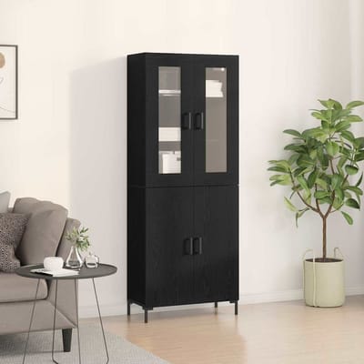 vidaXL - Highboard - 2 - st - Zwart - eiken - 69,5 - x - 34 - x - 180 - cm - Bewerkt - hout