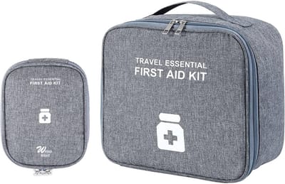 Grote Capaciteit EHBO-tas 2 Stuks - Draagbare, Waterdichte Noodtas voor Medicijnen op School, Camping en Thuis (Grijs)