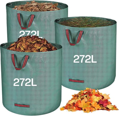 Tuinafvalzakken - Grote Tuinzak Bladzak - 3 Stuks 272L - Robuust Opvouwbaar PP - Voor Gras Maaisel en Bladeren - Groen