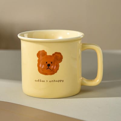 Retro Koffiekop Keramisch Beker Zonder Deksel Mondwaterbeker Huishouden Meisjes Mooi Kinder Waterbeker 400ml beige