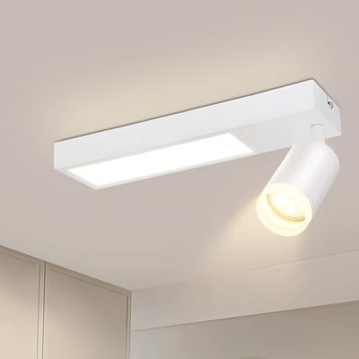 Glitzerlife - Led-Opbouwspot- 3000 K 10 W - GU10 Moderne wandlamp, voor keuken, slaapkamer - rechthoekig - Wit