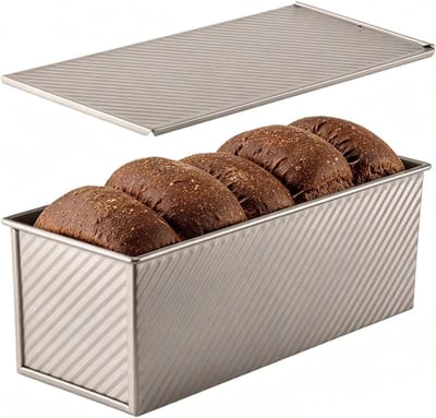 Broodbakvorm met Deksel - Broodblik Sandwichpan - Brood Bakken - Gegolfd Antiaanbakontwerp - 32x12x11 cm - Goud