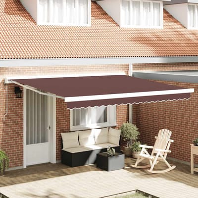 vidaXL - Uitschuifbare - luifel - Bruin - 400 - × - 300 - cm - Stof - en - Metaal