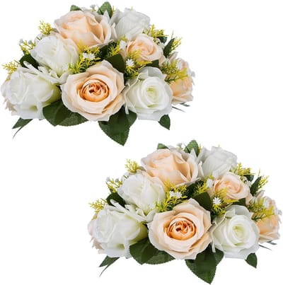 Set van 2 rozenballen, simulatierozen, bloemenballen met voet, bloemenstandaard rozen voor bruiloftsfeest, 2 stuks