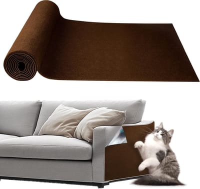 Famanu – Zelfklevende kattenkrabmat 40x150 cm – Doe-het-zelf bankbescherming – Herbruikbare meubelbeschermer – Bruin