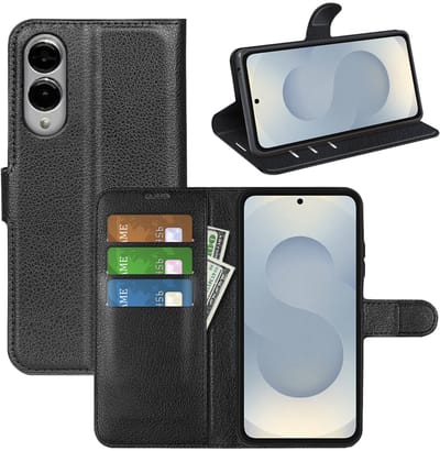 MobyDefend Hoesje - Geschikt voor Samsung Galaxy S25 Edge - Kunstleren Wallet Book Case (Sluiting Voorkant) - Zwart