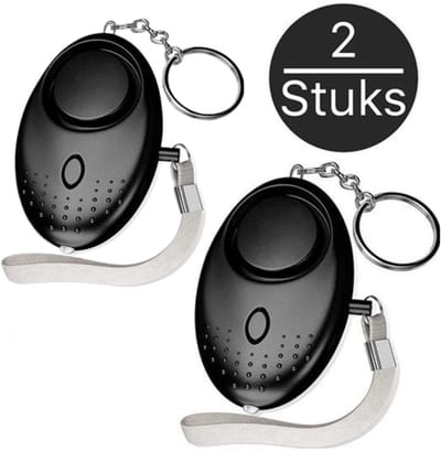Knaak Persoonlijk Zakalarm - Zaklamp & Sirene 130 DB - Set van 2 - Veiligheid Onderweg - Zwart