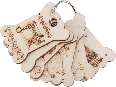 Flossklosset 6 Delig - Houten Draadwikkel - Ambachtelijk Knutselen - Prachtig Snijwerk - 6 Stuks - Houtkleur