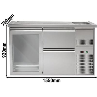 GGM Gastro Biertheke Premium PLUS - 1550x700mm - 1 Glastür & 2 Schubladen