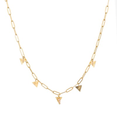 Go Dutch Label Ketting Schakel Driehoek Stenen Wit Goud N1345-2