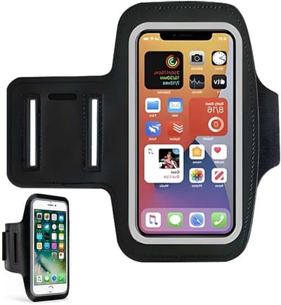 Telefoonhouder voor 7 inch smartphone, geschikt voor tas en hoofdtelefoon, blauw en zwart