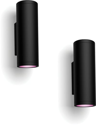 Philips Hue Appear Wandlamp voor Buiten Up & Down (Zwart) - 2 stuks - Wit en Gekleurd Licht - Hue White and Color Ambiance